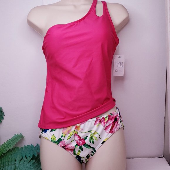 new Swimsuit Tankini Top Bikini Bottom Shoulder Scrunch Butt SMALL 4 6 Barbie - Picture 7 of 12